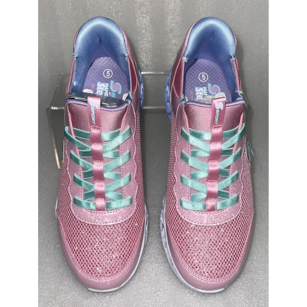 S Sport By Skechers Keely Sneakers Light Up‎ Stretch Laces Big Girls Size 5 NEW